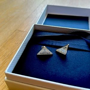 PRADA 2022 Symbole earrings triangle logo
